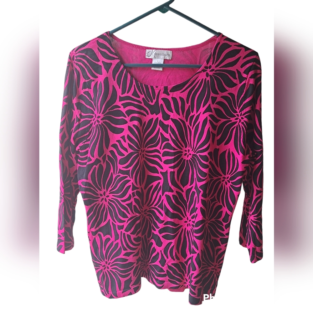 Beautiful Fuchsia 3/4 Sleeve Dress Barn Top SZ L